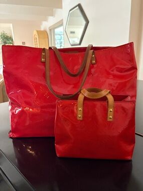 Louis Vuitton Red Vernis Reade GM & PM Tote Bag Set